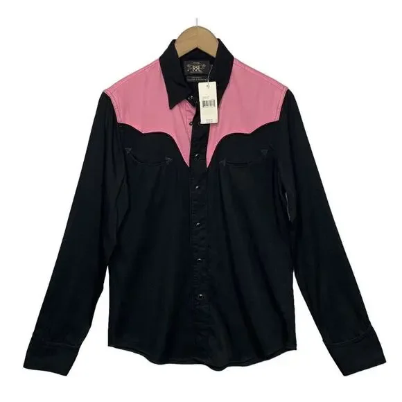 Double RL RRL Ralph Lauren Western Pearl Snap Womens XL New With Defects $228 - Picture 1 of 11